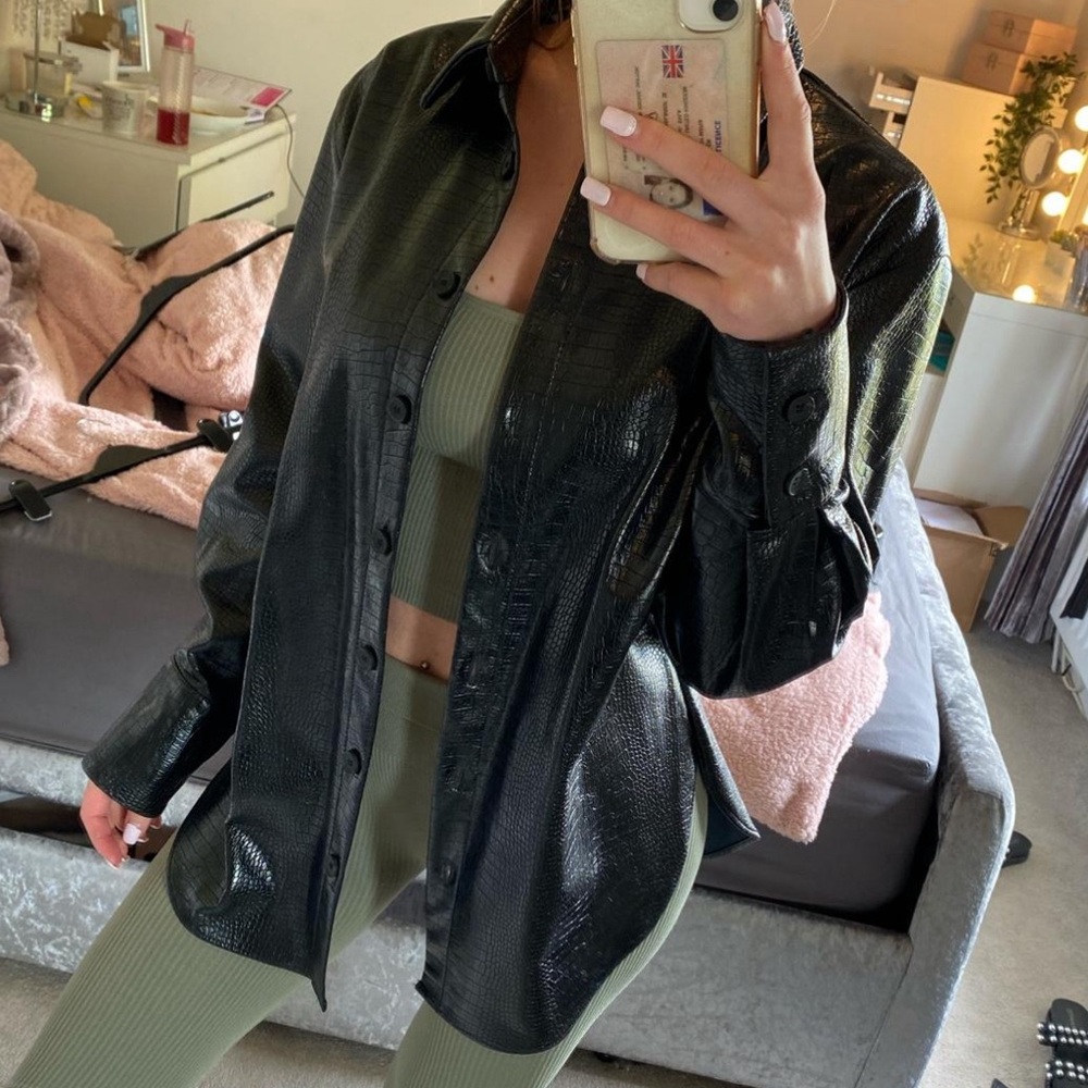 Zara faux leather oversized button up NWOT